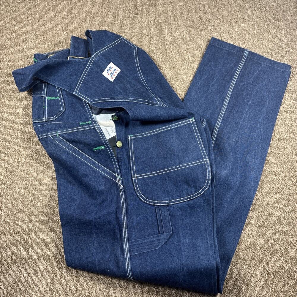 VTG Deadstock Lady Liberty Denim Overalls NWT Womens Size 8 Tall Blue Jean Bibs